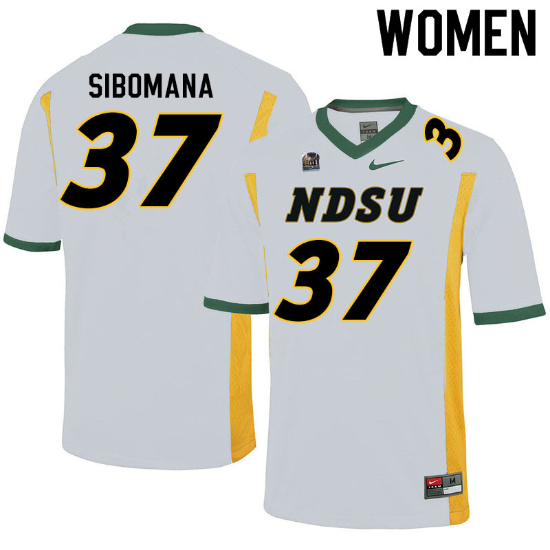 Women #37 Enock Sibomana North Dakota State Bison College Football Jerseys Sale-White - Click Image to Close